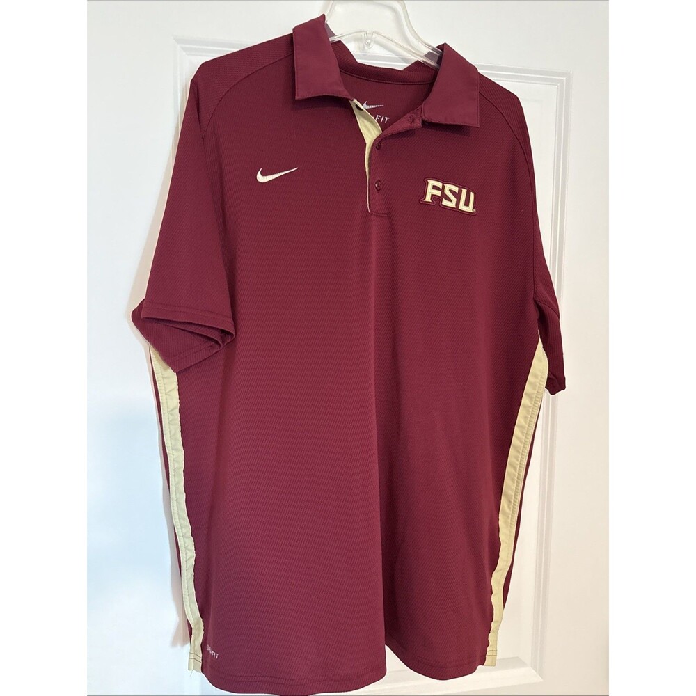 Florida State Seminoles Polo Shirt Mens XL Red NCAA Football Nike Dri Fit